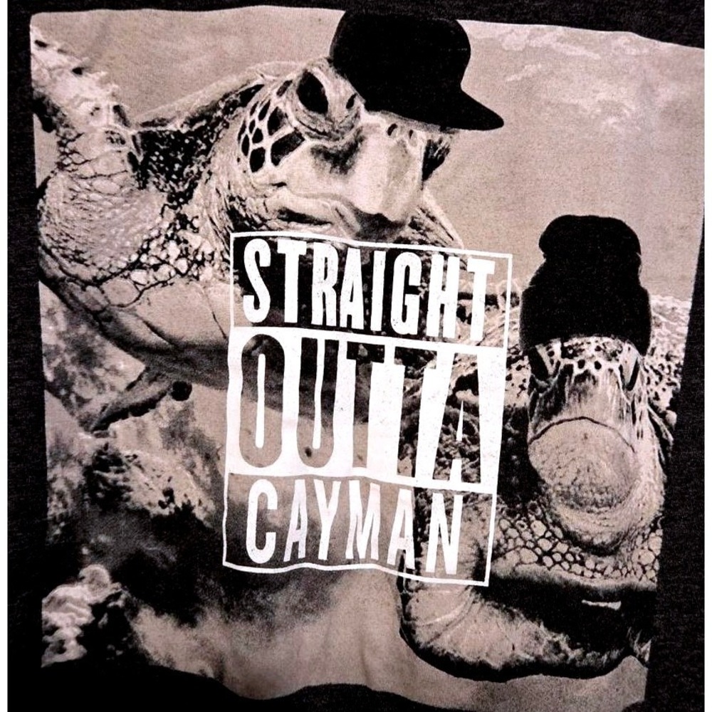 Thug Turtles Graphic Tee Mens XL Gray Straight Outta Cayman Turtle Shirt